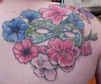 Tattoos - paisley mask with flowers - 46422