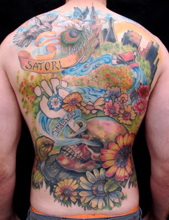 Tattoos - skull and flower back - 46425
