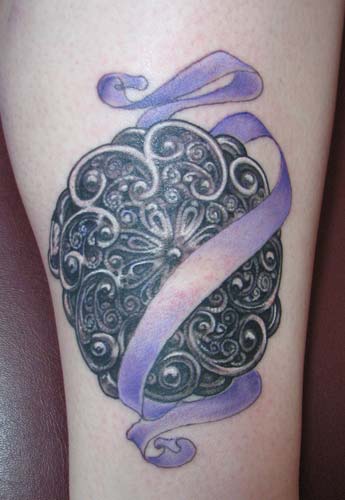 Tattoos - grandma's pendant with alzheimer's ribbon - 26296