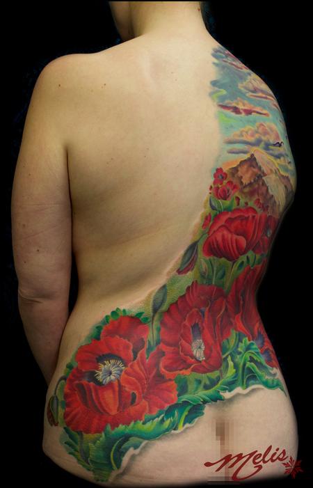 Tattoos - Poppy Mountain scene - 82496