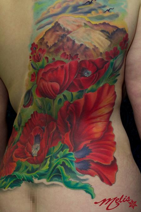 Tattoos - Poppy Mountain scene - 82495