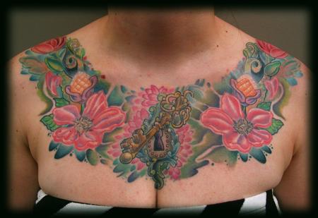 Cadys Chest Piece I tattooed