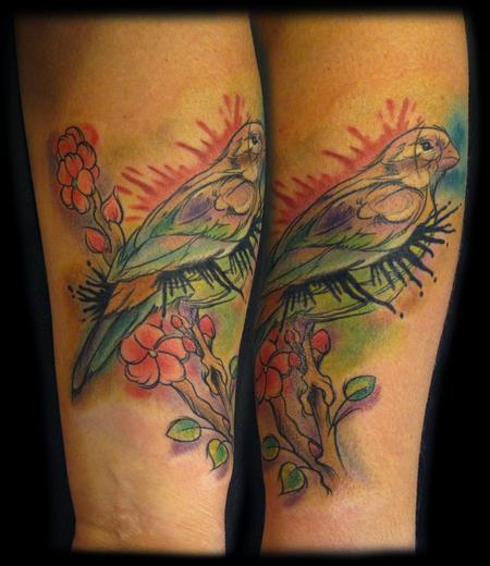 Tattoos - virgina's watercolor bird - 60412