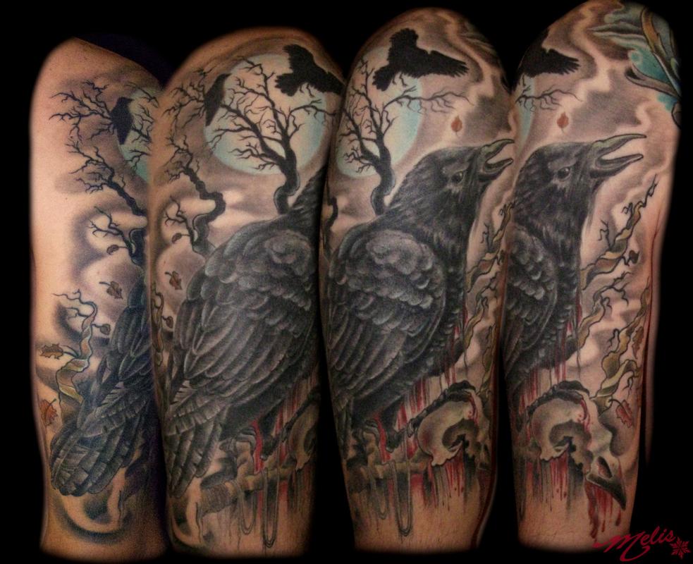 Venetian Tattoo Gathering : Tattoos : Misc : Raven, bird skull