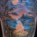 Tattoos - Night time camp fire scene.... thigh piece - 53657