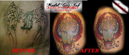 Tattoos - Egyptian Scarab beetle full color cover up - 131894