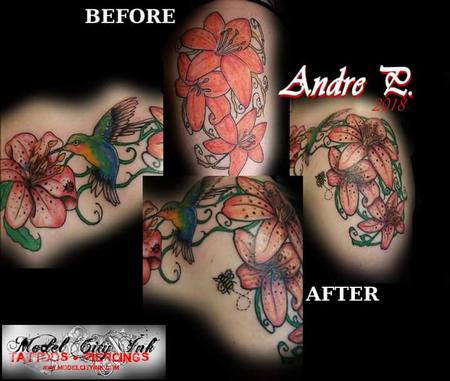 Tattoos - Tiger lily hummingbird - 132112