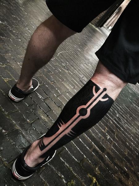 Tattoos - Blackwork Calf Tattoo - 115372