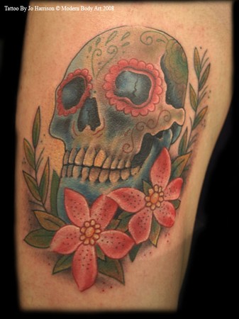 candy skull tattoo. 2011 Candy Skull Tattoo by ~InkFink candy skull tattoo pictures.