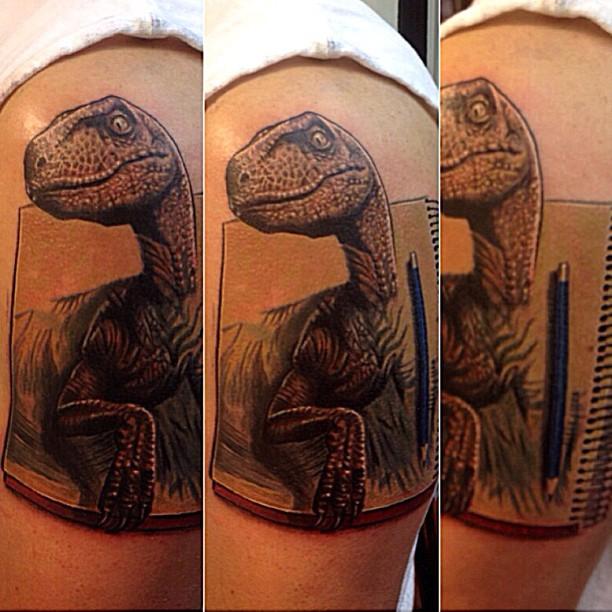 dinosaur velociraptor coming out of sketchbook by cesar dinosaur velociraptor coming out of sketchbook by cesar