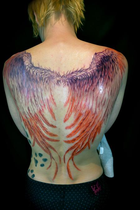 Tattoos Tattoos Color Red and Purple Phoenix Wings