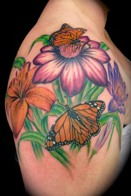 flowers amp butterflies by ryan el dugi lewis tattoonow flowers amp butterflies by ryan el dugi lewis tattoonow