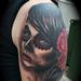 Day of the Dead Girl Blue Eyes Roses Tattoo Thumbnail