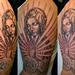 tattoo galleries/ - Virgin Mary Roses Praying Hands Religious Sleeve