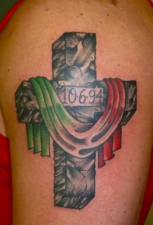 italian cross tattoos. cross with Italian flag duh!