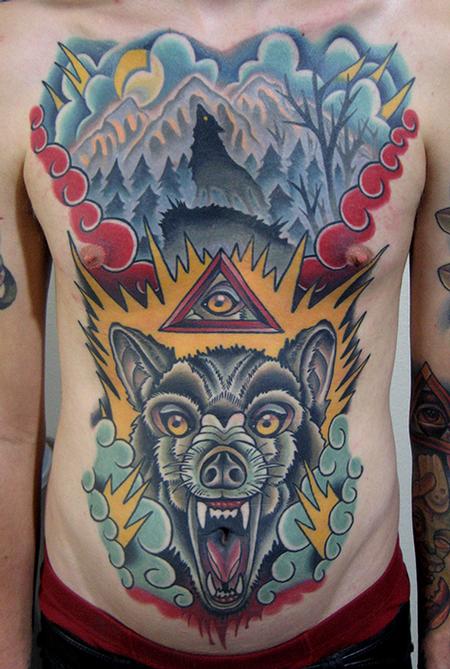 Jonathan Montalvo - Wolf Attack ! torso tattoo