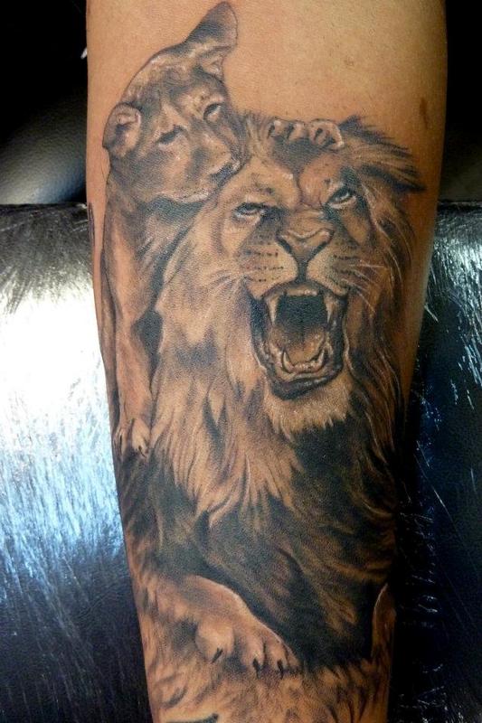 lion & cub by Mully Tattoos