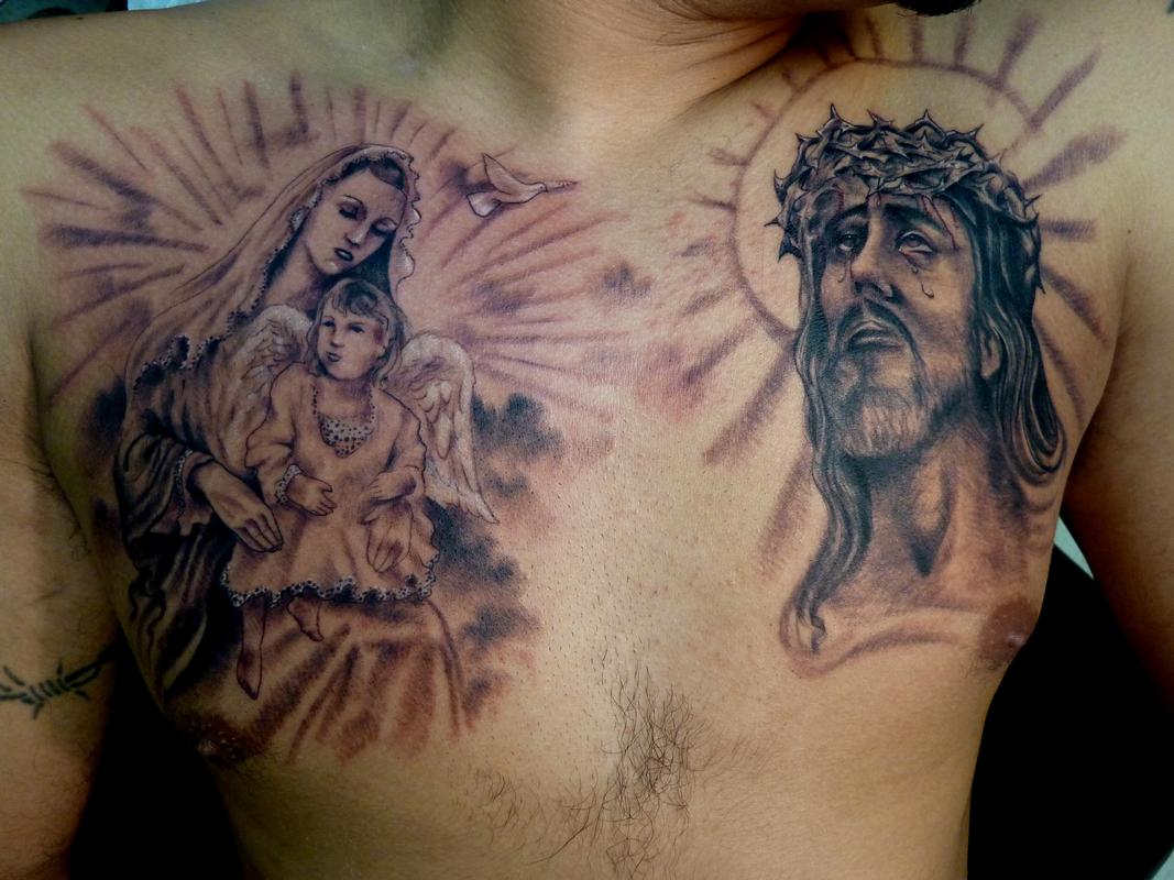 jesus amp virgin mary by mully tattoonow jesus amp virgin mary by mully tattoonow