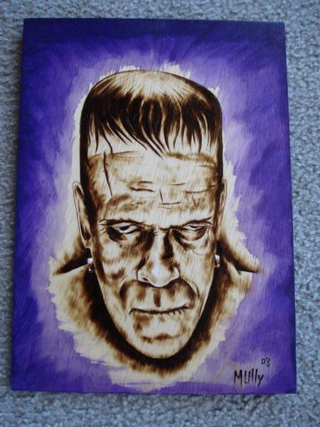 Tattoos - Frankenstein woodburning - 64061