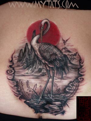 Tattoos Nature Animal Wildlife tattoos Crane on Back