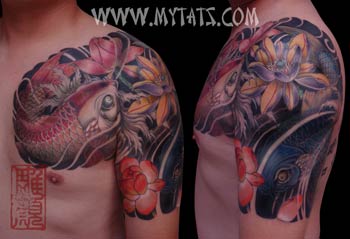 Tattoos - Koi around Lotus - 29487