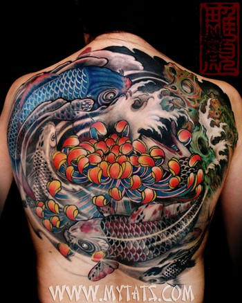 Tattoos Jess Yen Koi Back Tattoo click to view large image Tattoos Jess Yen Koi Back Tattoo click to view large image