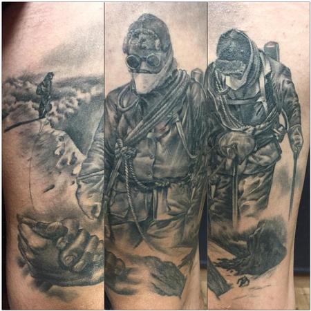 Tattoos - Climbing Themed Tattoo Black and Gray - 125222