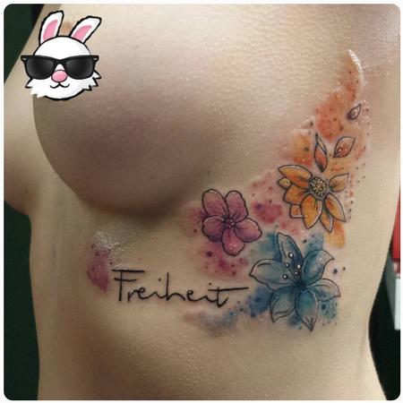 Tattoos - Watercolor Flowers with Lettering - 125431