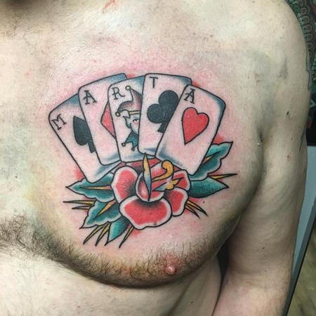 Tattoos - Cartas con Rosa Tradicional a Color - 125636