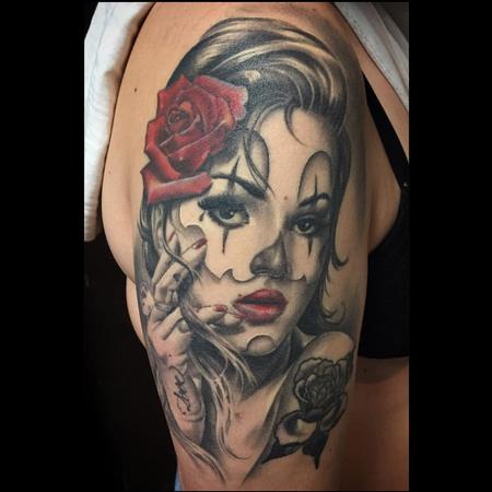Tattoos - Realistic Katrina with a Rose in Color - 126016
