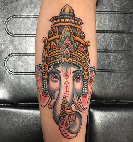 Tattoos - Ganesha a Color Estilo Clásico - 127259