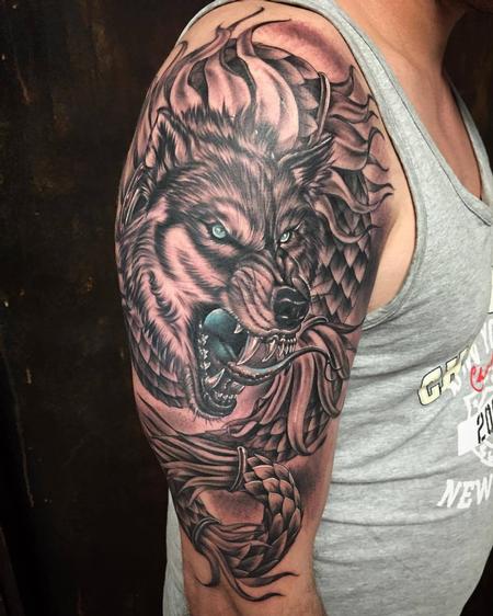 Tattoos - Realistic Dacian War Flag in Black and Gray - 129215