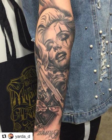 Tattoos - woman and gun - 132871