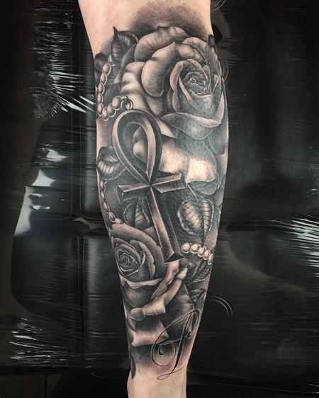 Tattoos - Roses and cross - 132891