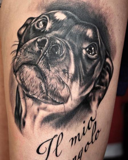 Tattoos - Dog portrait black and grey - 133760