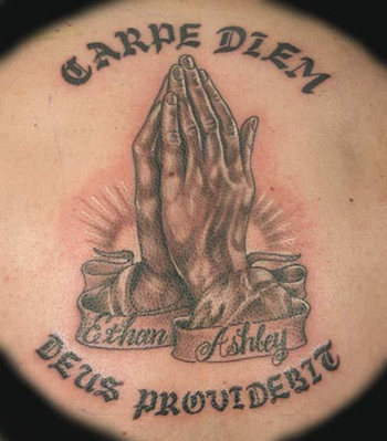 friend tattoos. this is a religious tattoo by