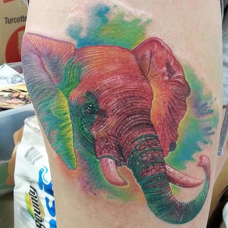 Nate Beavers - Color Elephant Tattoo