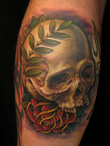 Traditional Color Skull Tattoo