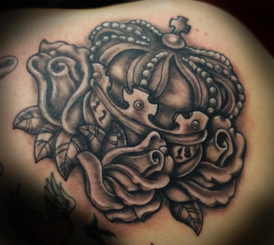 black and grey crown tattoo by nathan boon tattoonow black and grey crown tattoo by nathan boon tattoonow