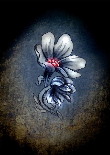 Tattoos - Digital flower from sketch - 69773