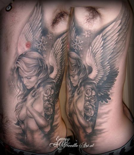 This client came in a while ago with the Sullen Tattooed angel design