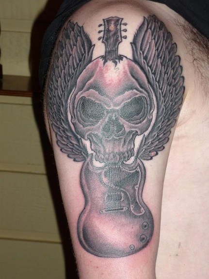 guitar skull tattoo