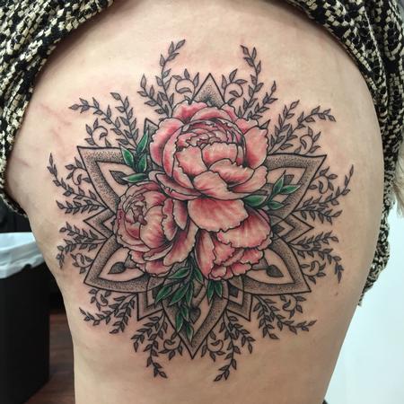 Mandala with peonies Tattoo