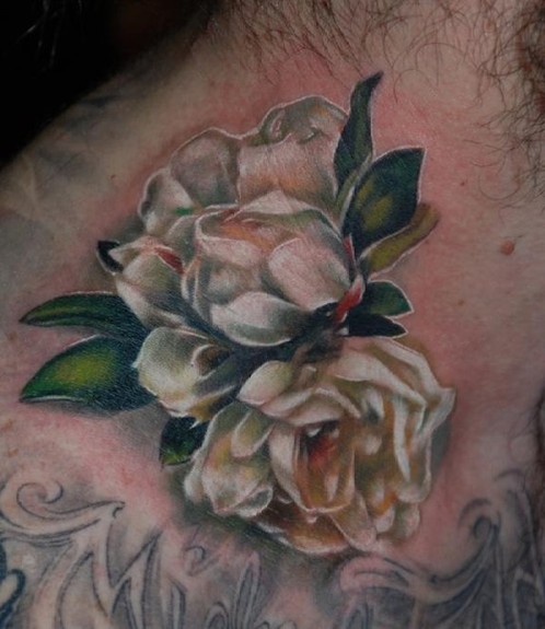 Neck Flowers Tattoo
