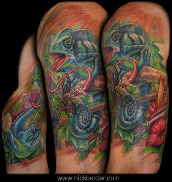 Tattoos - Chameleon Jungle Scene - 20143