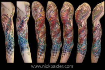 Tattoos - Halftone Leaf Sleeve - 10407