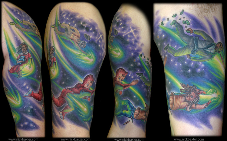 Shooting Stars Half sleeve by Nick Baxter : Tattoos