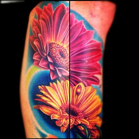 Tattoos - color flowers tattoo - 67363