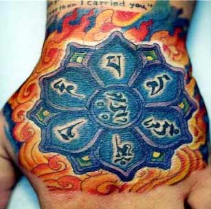 Tattoos - Lotus Hand Tattoo - 10702