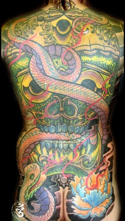 Tattoos - skull & snake - 38133
